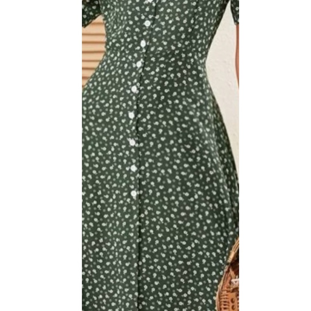 Boho polka dots  button through slit dress - Picture 4 of 4